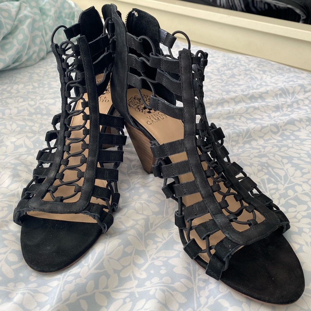 Vince Camuto Black Strappy Heels